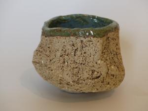  - Kurinuki en grès blanc et émail bleu